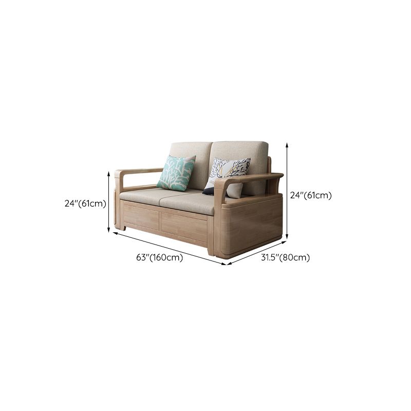 24"H Scandinavian Sectional Sofa Storage Cream Fabric Sectional