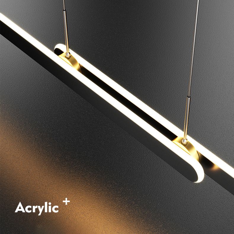 Accesorio de iluminación de lámpara de metal lineal estilo led isla negra led lámpara de techo de techo