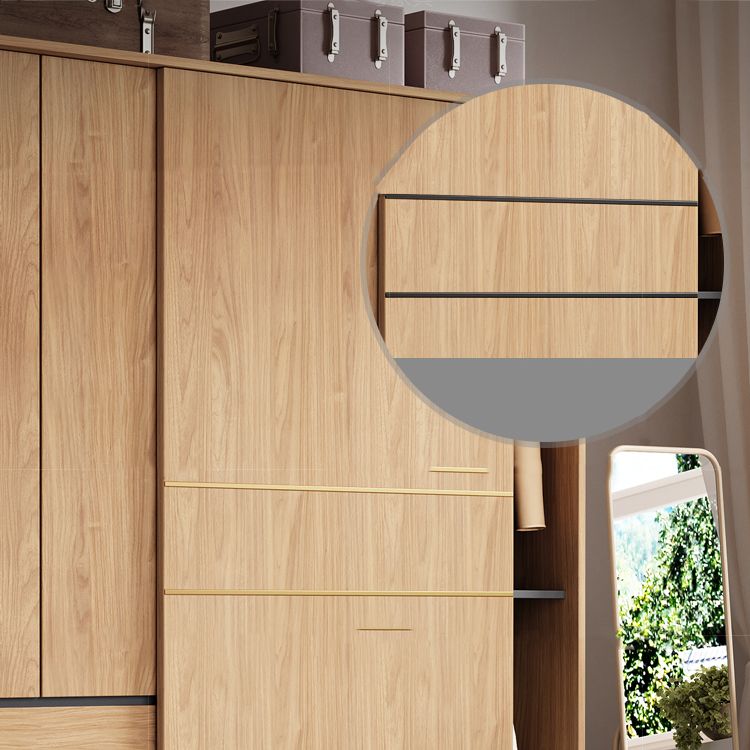 Contemporary Wood Wardrobe Armoire Freestanding Adjustable Shelves Wardrobe with Drawers