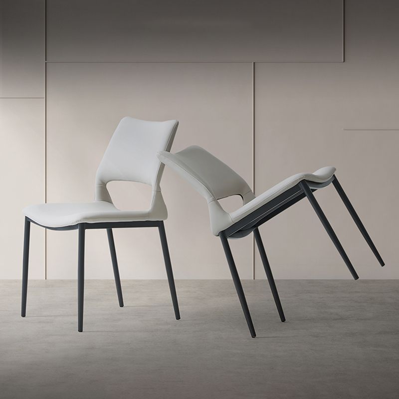 Minimalist Open Back Dining Side Chairs Leather Dining Side Chair for Home