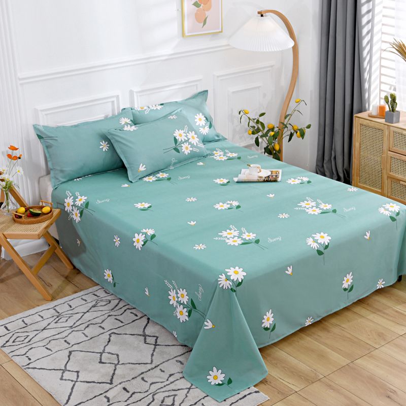 Floral and Striped Bed Sheet Polyester Queen and Twin Sheets Set