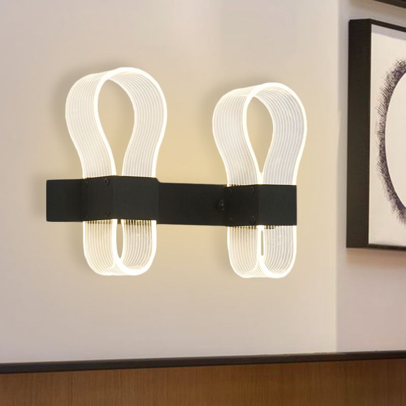 Éclairage d'applications d'anneau d'arc noir Moderniste 2 têtes Acrylique LED LED LAMPE MURS DANS