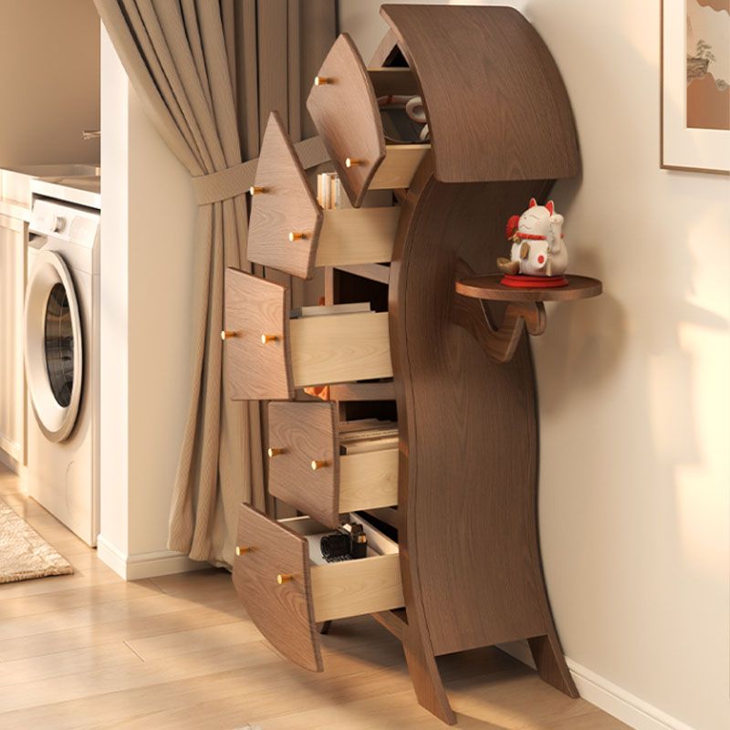 Modern Vertical Lingerie Chest Wood Dresser with 5 Drawers for Living Room