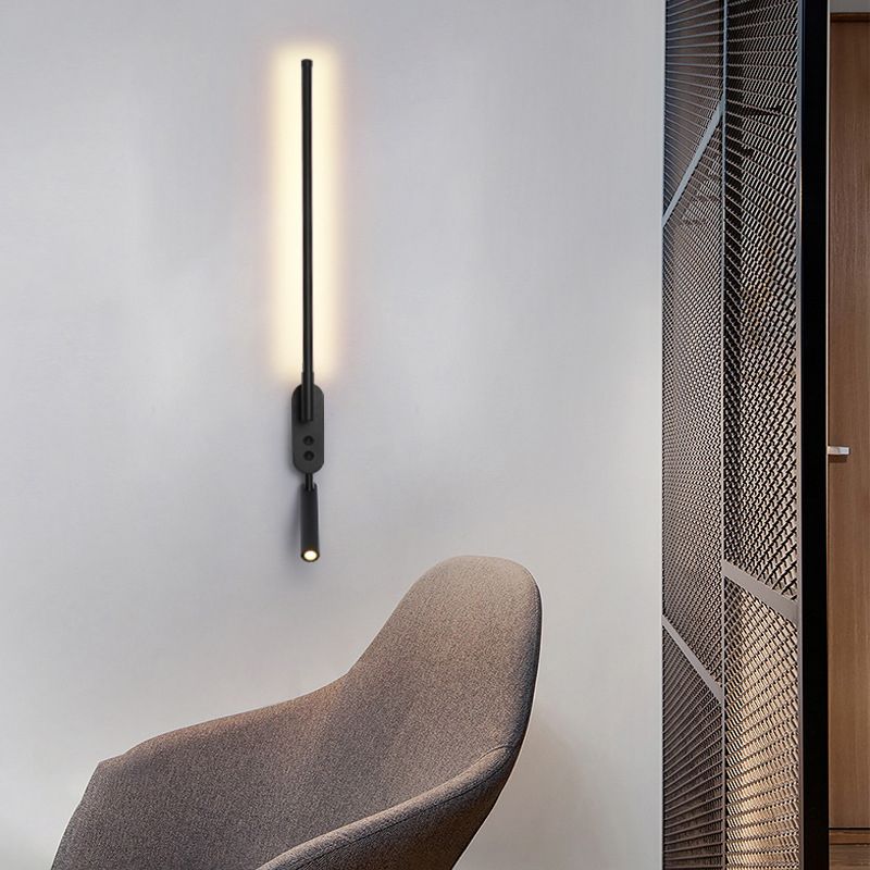 Stile moderno a forma lineare murale sconce metallo 1 luce da parete per camera da letto