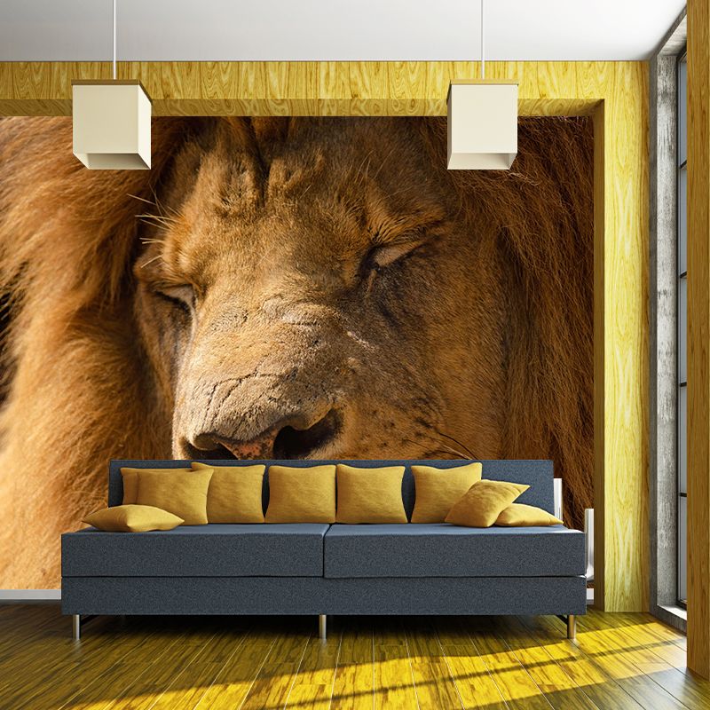 Modern Lion Face Portrait Mural Wall Decor Mildew Resistant Living Room Wall Mural for Wall Decor