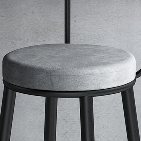 Scandinavian Metal Stool Velvet Upholstered Counter Stool in Matte Finish for Indoor