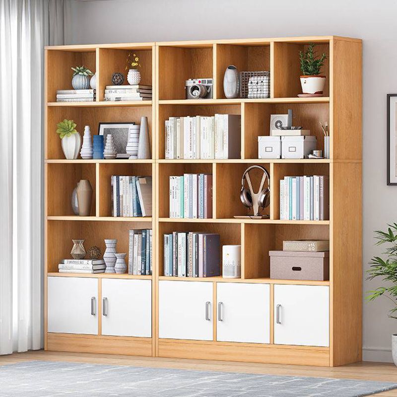 Modern Vertical Closed Back Bookcase Engineered Wood Bookshelf with Cabinets