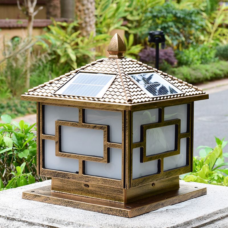 Black/Golden Waterproof Outdoor Lights Square Pillar Lamp for Garden