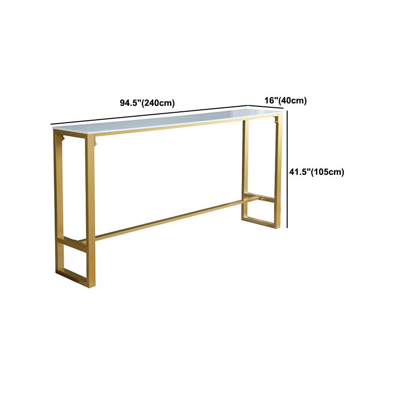 1/4/7 Pieces Glam Iron Bar Table Set Rectangle White Faux Marble Bistro Set with Footrest