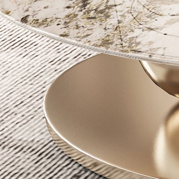 Elliptical Slate Glam Coffee Table 27.6" D Abstract Cocktail Table with Floor Shelf