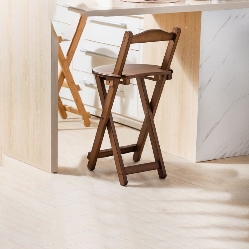 Contemporary Solid Wood Folding Bar Stool Indoor Barstools With Wood Seat and Low Back