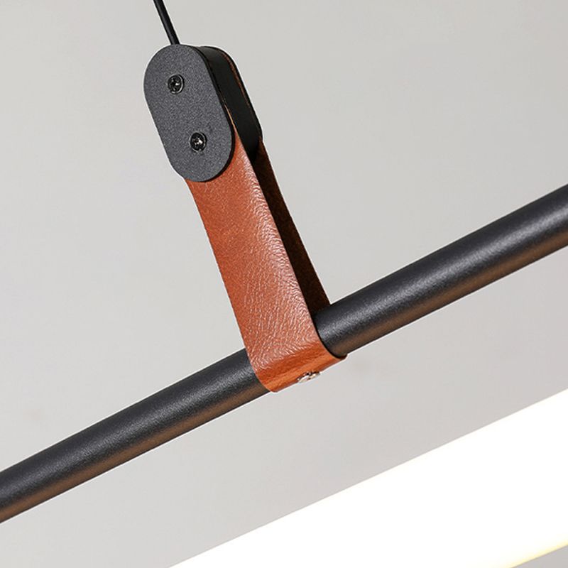 Modern Metal Island Lights Linear 1-Light Restaurant LED Hanging Lamp with Acrylic Shade