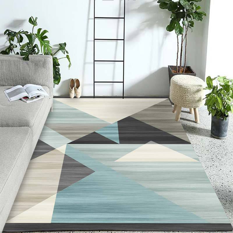 Pastel Colorblock Geometric Rug Multi-Color Nordic Carpet Polypropylene Pet Friendly Anti-Slip Backing Stain Resistant Rug for Room