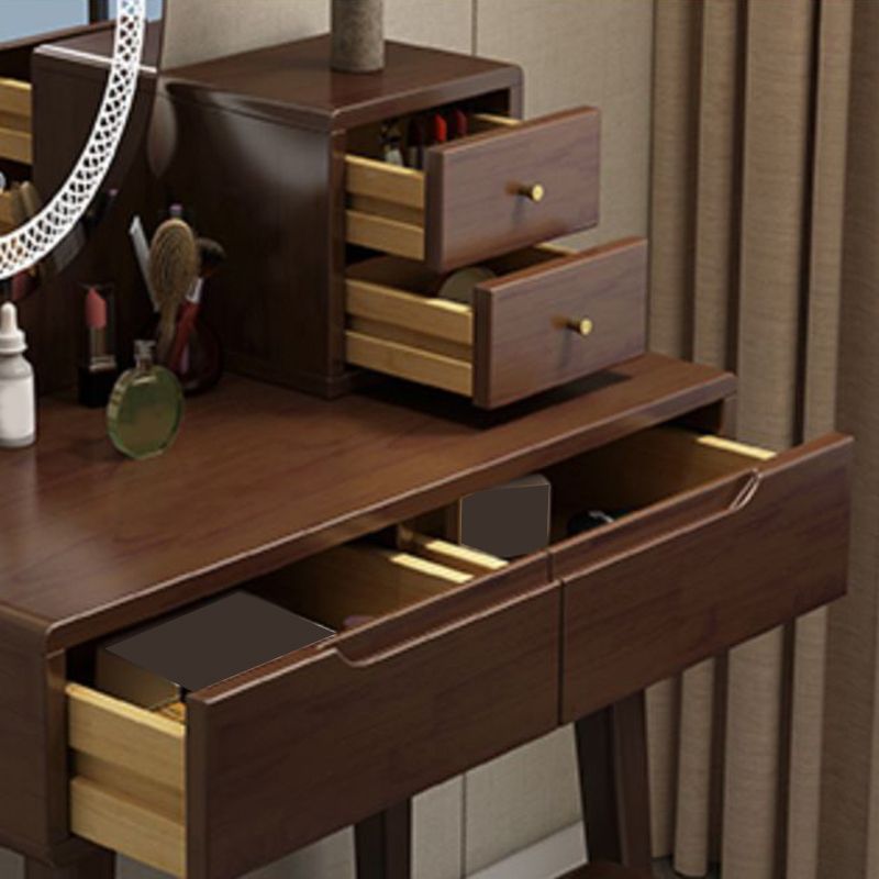 Scandinavian Vanity Makeup Table Set Solid Wood Dressing Table Stool Set