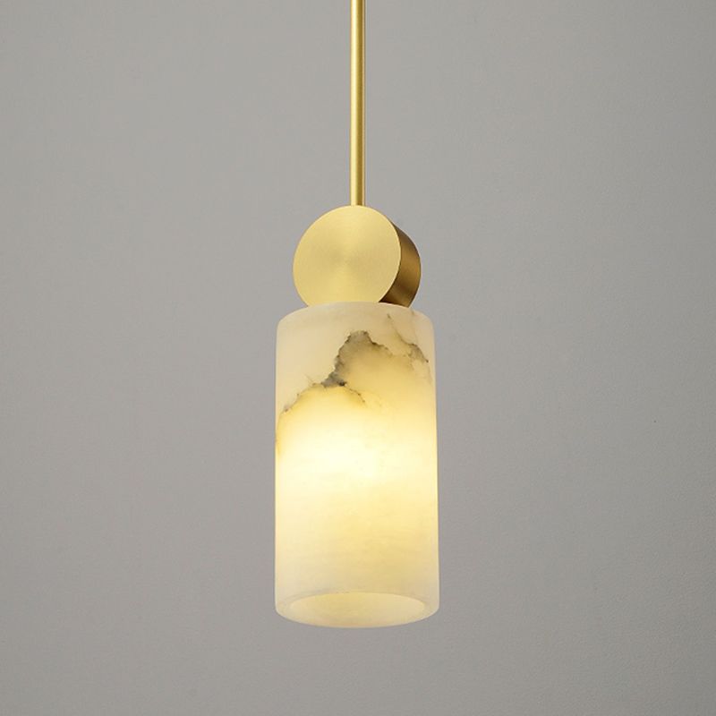 Geometric Shaped Pendant Lamp Nordic Marble 1-Light Bedroom Ceiling Light in Brass