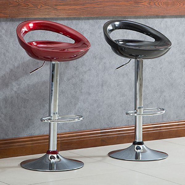 Plastic Adjustable Height Swivel Low Back Bar Stool with Footrest