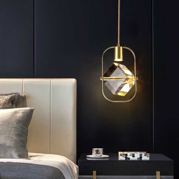 Luce geometrico in stile moderno cristallo 1 luci soffitte appese in oro