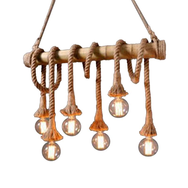 Industrial Style Island Lights Metal 3/6/8 Lights Pendant Light in Brown
