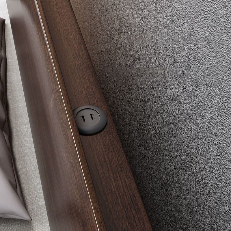 Traditional Espresso Panel Bed Walnut Rectangular Standard Bed with Headboard