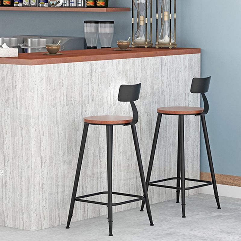 Taburete moderno sin brazos con respaldo, taburete de bar para el hogar de hierro con cojín