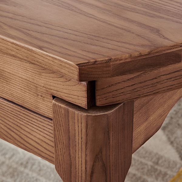 Mesa de comedor marrón de estilo moderno mesa redonda de comedor de madera maciza con 4 patas para sala de estar