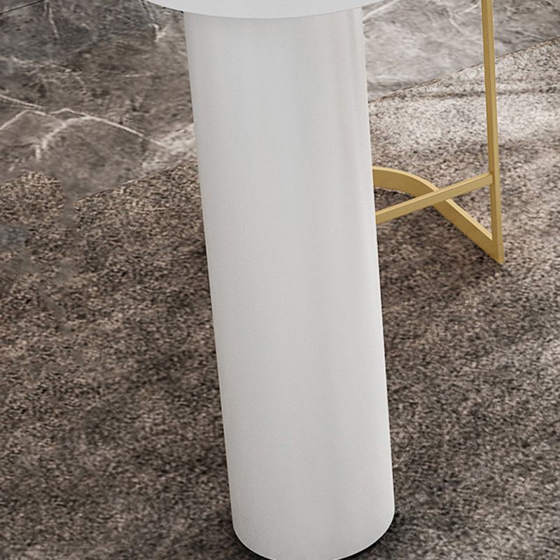 Contemporary White Double Pedestal Bar Table Wood and Iron Bar Dining Table