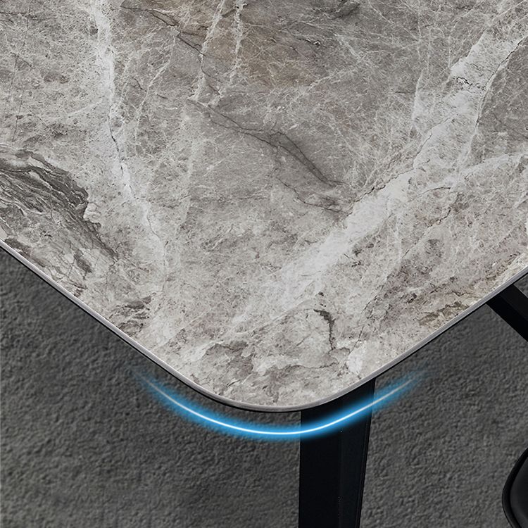 Contemporary Sintered Stone Top Dining Room Set with Rectangle Shape Dining Set with Pedestal Base
