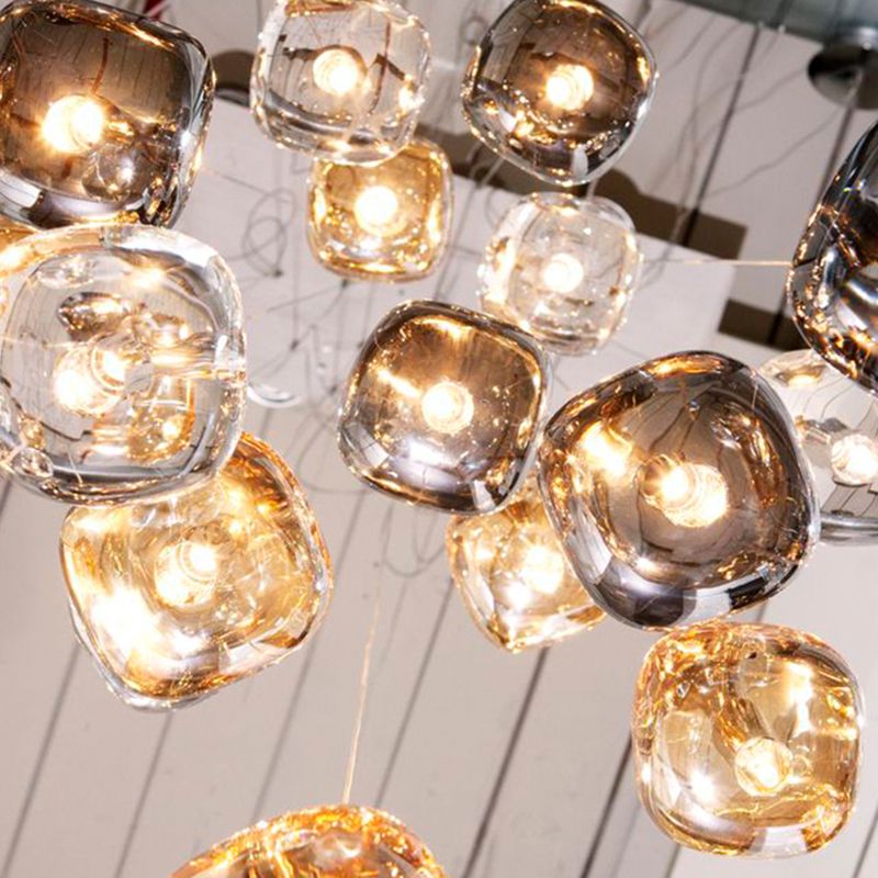 Post moderne stijl glas eenvoud hangende metalen basis enkele lamp hanglampje voor trap gang