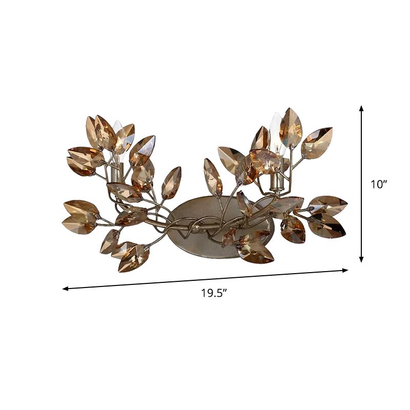 2 bulbos puertas de pared al ras, luz de la pared de café moderna con hoja de cristal de la hoja de la vid, sombra de cristal