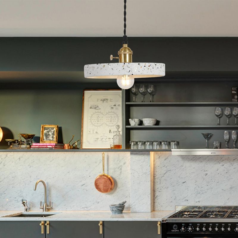 Éclairage de pendentif de ciment à tête simple simple contemporain pour salle d'étude de bar