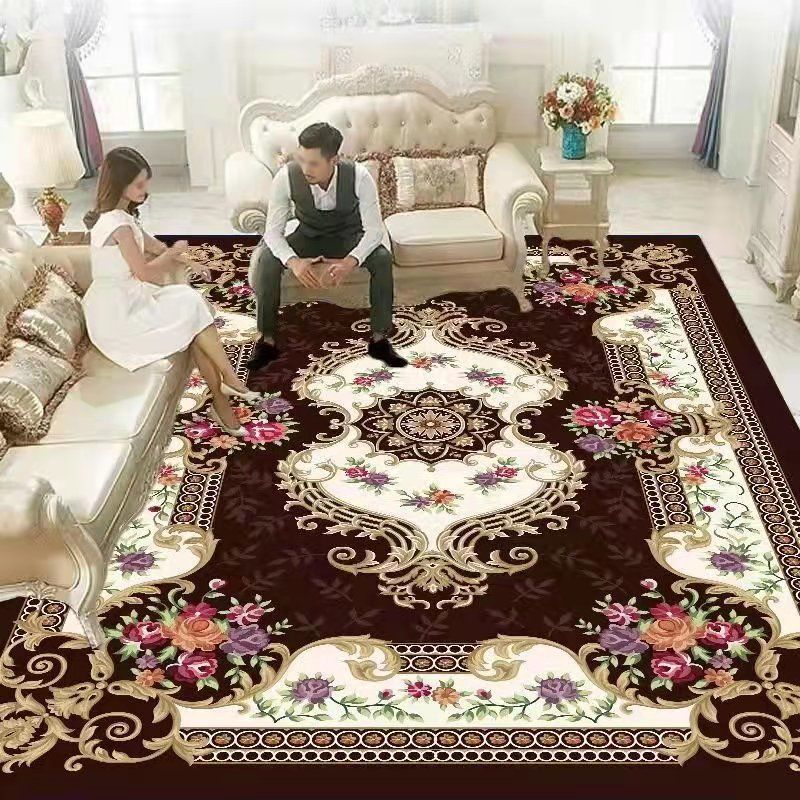 Red Luxury Carpet Polyester Graphic Carpet Stain Resistant Carpet for Home Decor