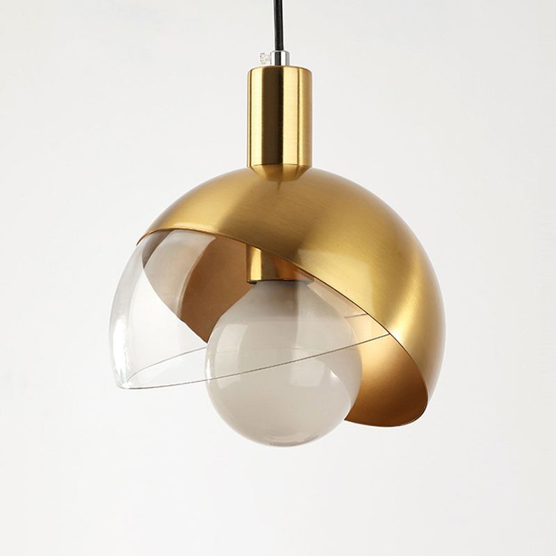 Post-modern Style Metal Suspension Pendant Light Glass Orb Shade Decorative Hanging Lamp in Gold