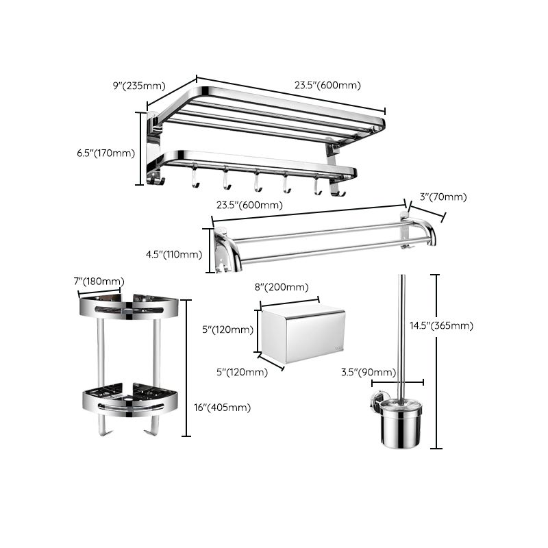 Contemporary Metal Bathroom Accessory As Individual Or As a Set with Paper Holder