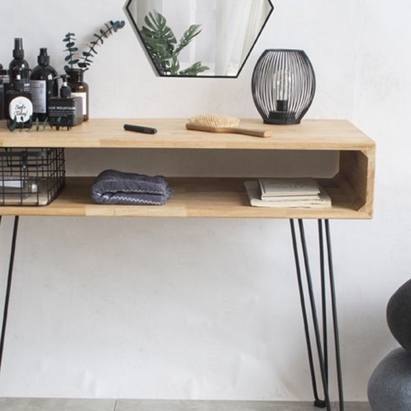 Metal Legs Solid Wood Bedroom Vanity Dressing Table with Makeup Table and Stool