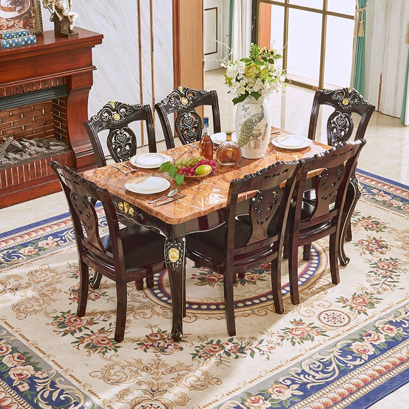 Solid Wood Base Dining Collection Rectangle Dining Table for Dining Room