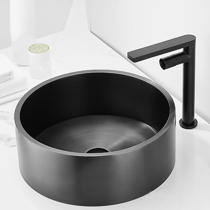Modern Bathroom Sink Metal Round Vessel Bathroom Sink with Pop-Up Drain