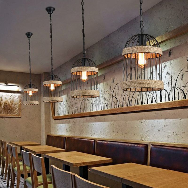 Cloche Coche Coche Coche Pendulum Light Country Style 1 Snack Bar Snack Bar sospeso in marrone