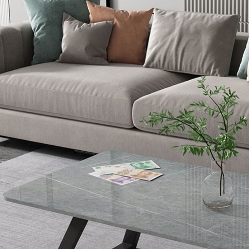 17.7"Tall Sled Metal Base Rectangular Slate Table Top Coffee Table