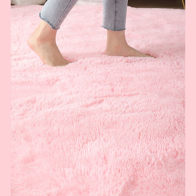Simple Indoor Room Rug Pink Pure Color Carpet Polyester Non-Split Indoor Carpet
