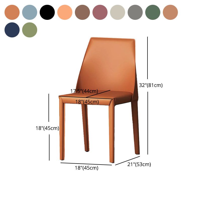 Silla de comedor de piel sintética contemporánea, sillas sin brazos de comedor de metal para uso doméstico