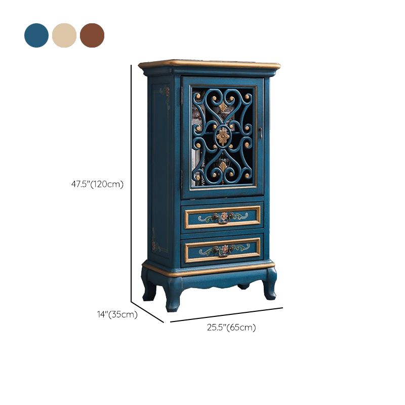 47. 2" Tall Distressed Wood Side Cabinet 2 - Drawer 1 - Door Storage Cabinet