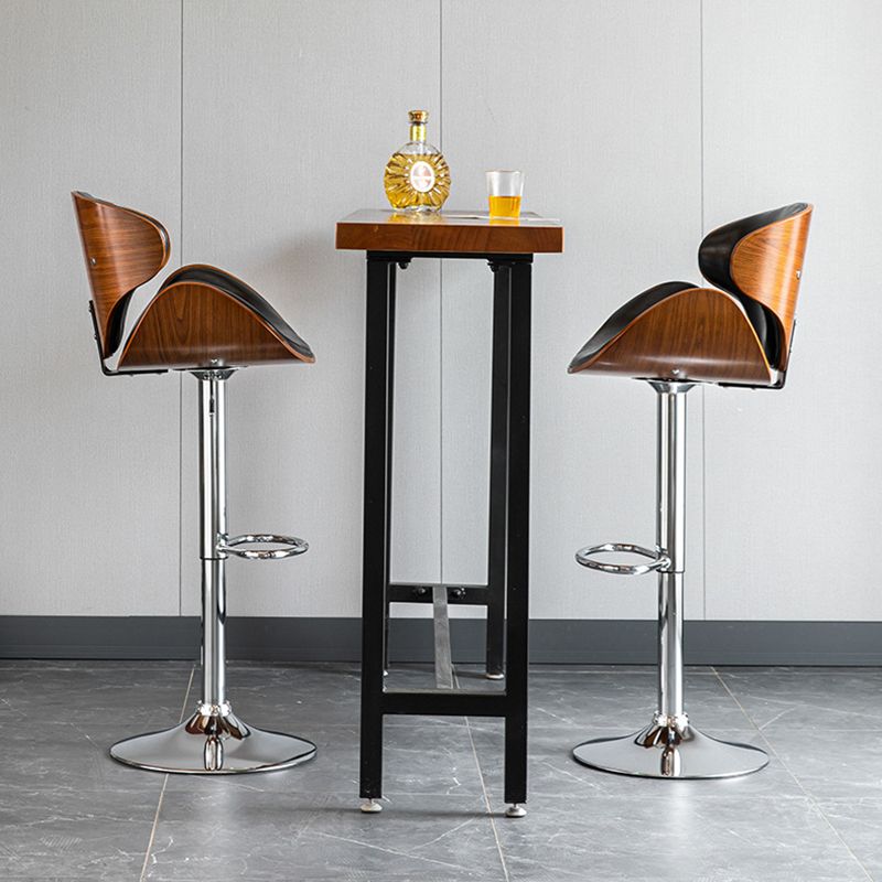 Wood Adjustable Bar & Counter Stool Armed Footrest Indoor Contemporary Bar Stool