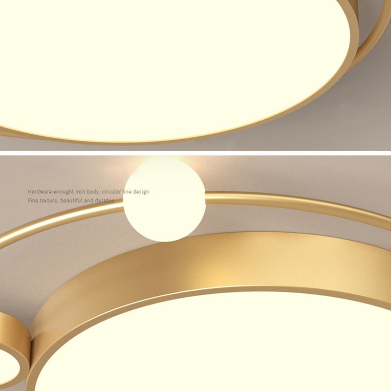 3-Lights Simplicity Acrylic Flushmount Light Metal Circular Line Design Modern Lighting Fixture