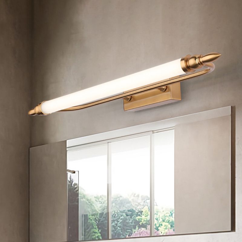 Lampada da parete di vanità in metallo tubo modernista a parete in oro la luce vanità montata in luce naturale, largo 21,5 "/25,5" /29,5 "