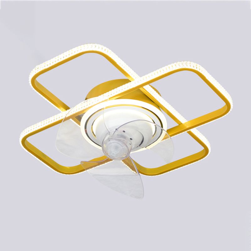 Geometric Shape Metal Ceiling Fan Modern Style Multi Lights  Ceiling Fan Lamp