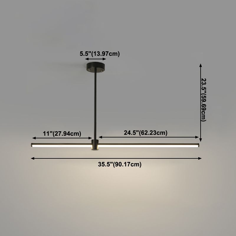 Modern LED Island Lighting Black Acrylic Chandelier Light Fixture for Bedroom