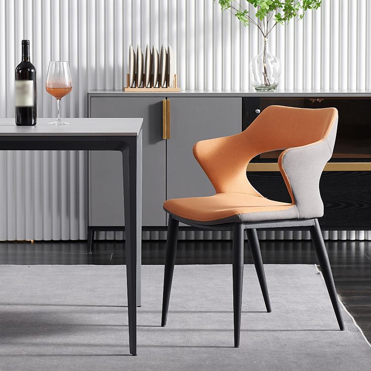 Contemporary Metal Dining Room Chairs Linen Fabric Dining Chair for Home Use