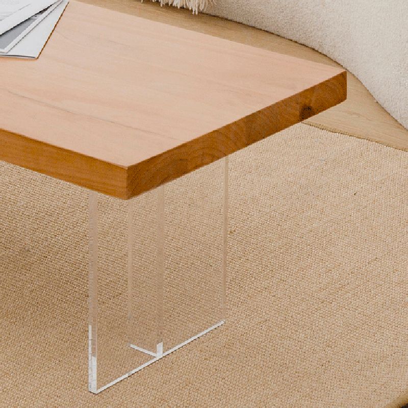 Solid Wood Coffee Table Double Pedestal Base Coffee or End Table, 19.68" Wide