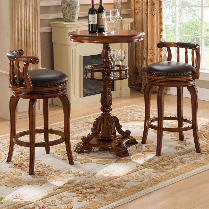 Modern 1/3 Pieces Solid Wood Pub Table Set Round Counter Table for Dining Room