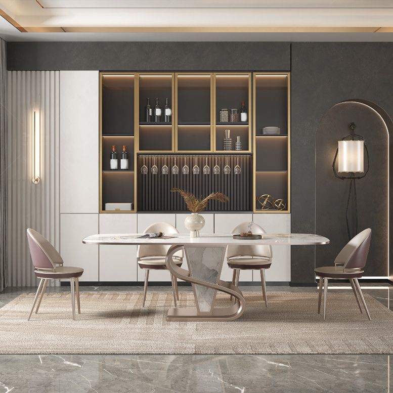 Designer Style 1/4/5/6/7/9 Pieces Dining Table Set Rectangle Sintered Stone Top Table Set